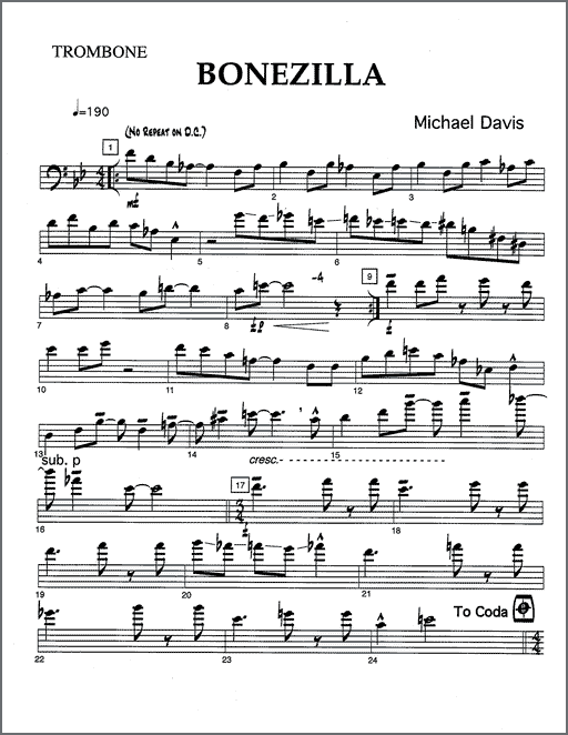 Bonezilla for two trombones