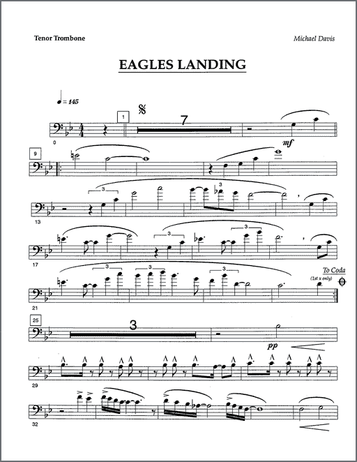 Eagles Landing for tenor and bass trombone