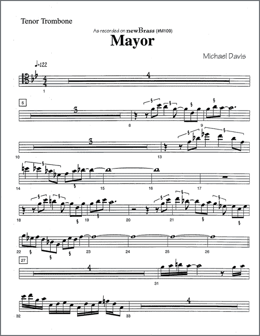 Mayor for trombone or bass trombone with brass quintet