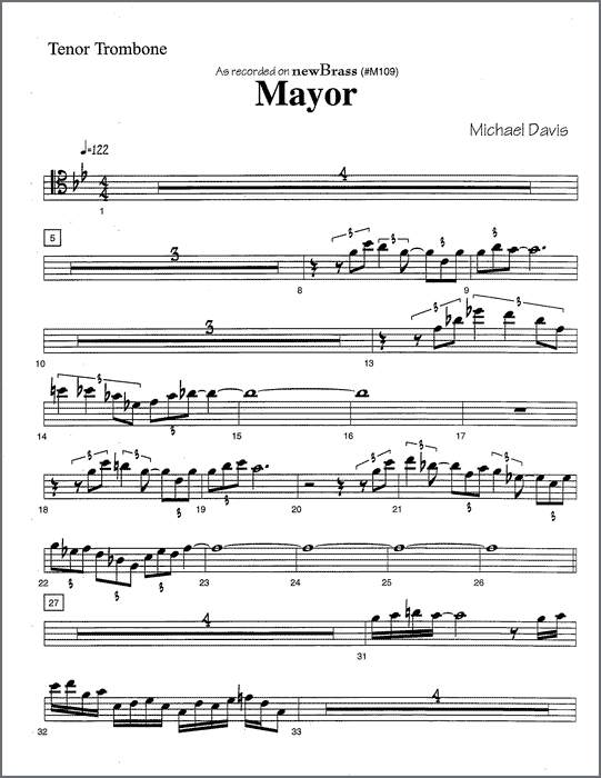 Mayor for trombone or bass trombone with brass quintet