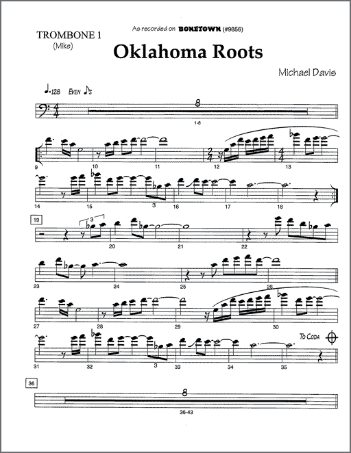 Oklahoma Roots for two tenor trombones or tenor and bass trombone with rhythm section