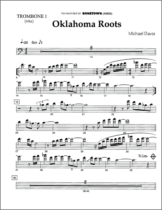 Oklahoma Roots for two tenor trombones or tenor and bass trombone with rhythm section