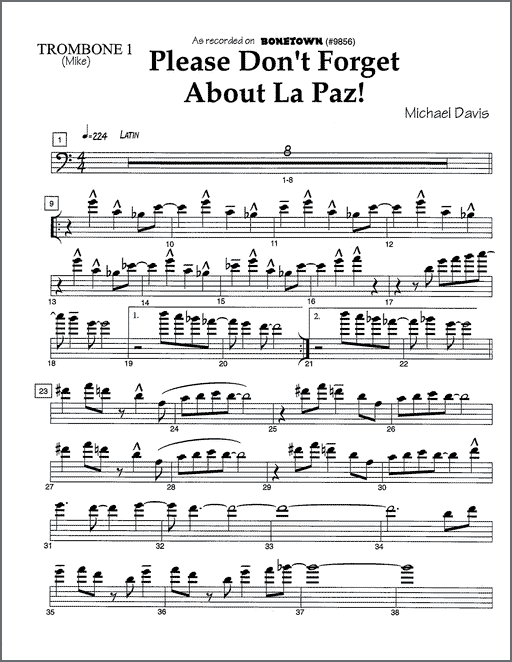 Please Don't Forget About La Paz for 2 trombones or tenor and bass trombones
