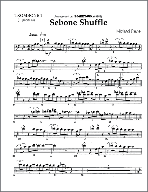 Sebone Shuffle for two trombones or tenor and bass trombone