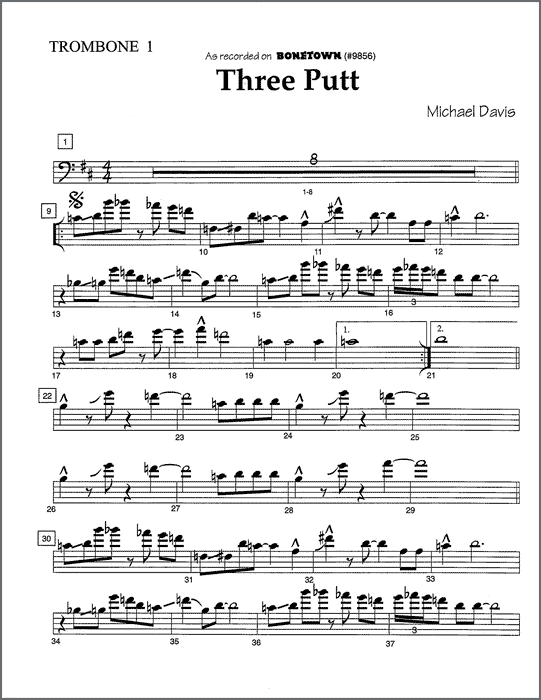 Three Putt for 2 tenor trombones or tenor and bass trombone