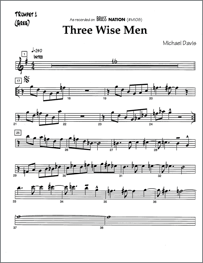 Three Wise Men for 3 trumpets with bass and drums